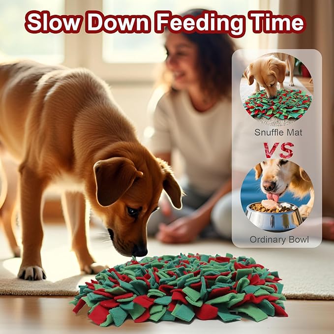 Snuffle Mat for Dogs - Christmas Dog Toys, Sniff Mats for Dogs - Nosework Training Mats for Foraging Instinct, Enrichment Toys for Small/Medium/Large Pets
