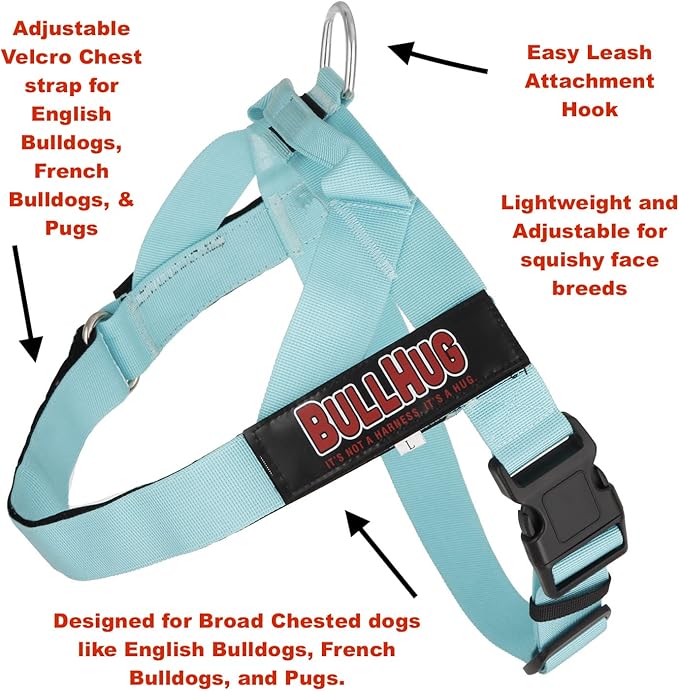 BULLHUG Adjustable Dog Harness– No Pull, No Choke – for English Bulldogs, French Bulldogs, Pugs & Broad-Chested Breeds – Easy, Safe Walks (NEON Green, XL)