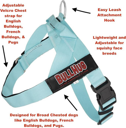 BULLHUG Adjustable Dog Harness– No Pull, No Choke – for English Bulldogs, French Bulldogs, Pugs & Broad-Chested Breeds – Easy, Safe Walks (NEON Green, XL)