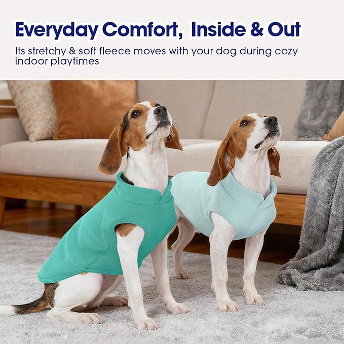 FUAMEY Dog Fleece Vest for Large Dogs,Warm Stretchy Dog Sweatshirts Pullover with Leash Hole Dogs Sweater Soft Pet Turtleneck Cozy Pet Vest Lightweight Sleeveless Blue XXL