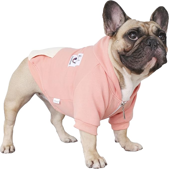 iChoue French Bulldog Frenchie Clothes Hoodies for Dogs Pug English Boston Terrier Bully Pitbull Corgi Sweatshirt Sweater Clothing - Peach/Large Plus