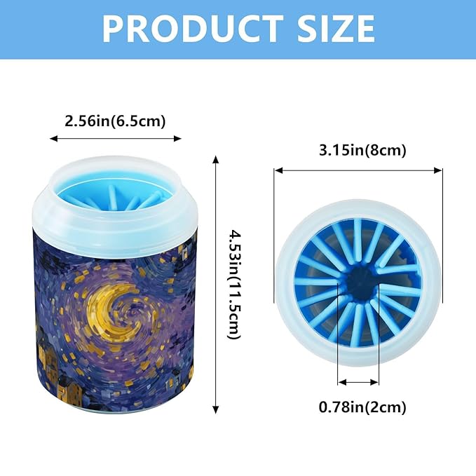 Dog Paw Cleaner Mudbuster Dog Foot Washer for Small Medium Large Dogs Cats Premium Pet Supplies Blue Yellow Buildings Starry Magical