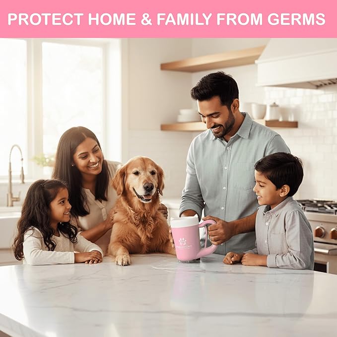 Dog Paw Washer Kit - Includes Paw Cleaner Cup, Towel, Pet Bath Brush & Moisturizing Balm - Dog Foot Washer for Muddy Paws, ideal for Small & Medium Dogs (Pink, Small)