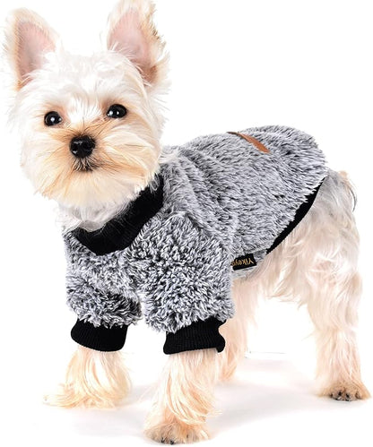Dog Sweaters for Small Dogs Girl Male Dog, Sweater, Soft Fleece Pet Winter Clothes Boy Girl, Fuzzy Sweatshirts Flannel Jacket Puppy Coat(M, Black)