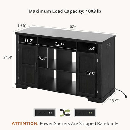 AesthLife 55-75 Gallon Fish Tank Stand, Heavy Duty Aquarium Stand with Power Outlet, 1000LBS Wood Fish Tank Cabinet with Storage Suitable for Turtle Tank, Reptile Terrarium, for Home Office