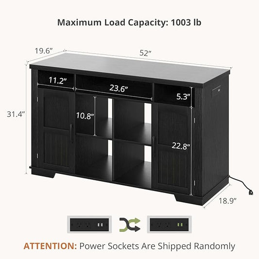 AesthLife 55-75 Gallon Fish Tank Stand, Heavy Duty Aquarium Stand with Power Outlet, 1000LBS Wood Fish Tank Cabinet with Storage Suitable for Turtle Tank, Reptile Terrarium, for Home Office