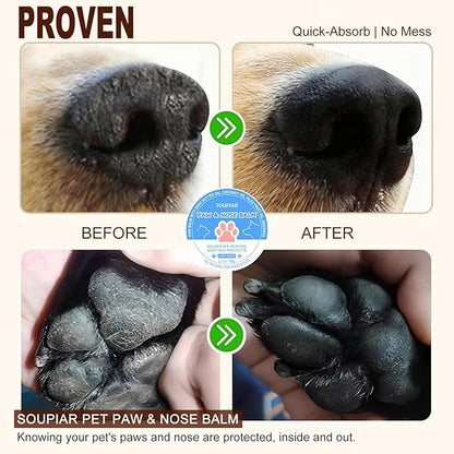 Vet-Approved Dog Paw Balm & Nose Butter 2.1oz - Lick-Safe All-Natural Moisturizer with Coconut Oil, Nourishes Dry Paws & Noses, Protects Against Hot Pavement & Winter Cold for Dogs, Cats & Horses