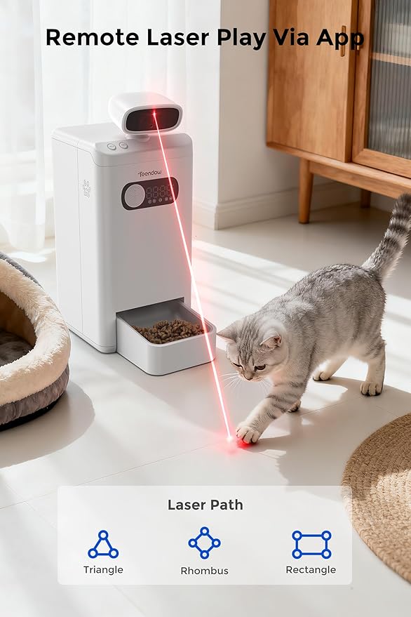 Teendow XLY-M1 Automatic Cat Feeder with Camera, 3.5L Cat Food Dispenser, AI Subscription Pet Feeder 4MP HD Video with Night Vision Timed Feeding Dry Food for Dog APP Control 5G WiFi