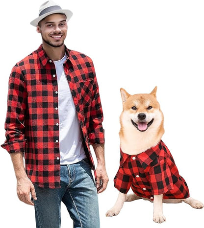 Dog Shirts Plaid Dog Clothes for Small Medium Large Dogs - Owner and Pet Shirts Sold Separately