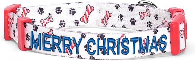 Pawtitas Personalized Dog Collar Dog Soft Adjustable Puppy Collar Customizable Embroidered add Pet Name Phone Number or Phrase Small Dog Christmas