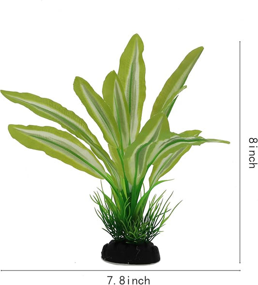 Silk Aquarium Plants for Betta Fish Tank, 2 Pcs 8 Inch Small Silk Aquarium Plant Aquatic Water Grass Decoration，Green-Yellow