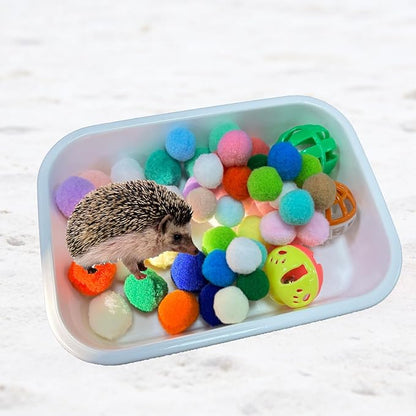 Wzttdm Dig-Box Tray for Hedgehog Cage with Ball Toy, Hedgehog Enrichment Kit Toy, Hedgehogs Accessories, for Hamster, Cat, Small Animal Accessories (White, 8.4 * 5.9 * 1.6in)