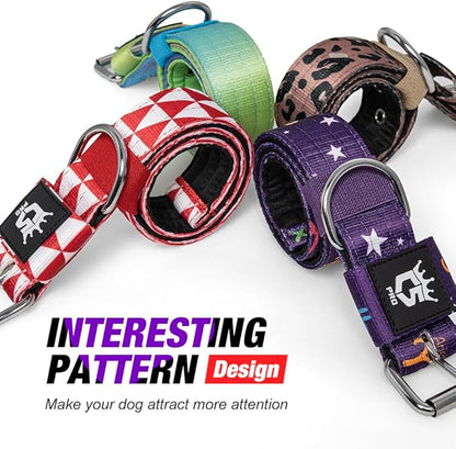 TSPRO Tactical Dog Collar 1.25 Inch Wide Thick Dog Collars with Heavy Duty Metal Buckle, Durable, Strong, Adjustable for Small Dogs (Rainbow S)