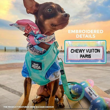 Haute Diggity Dog Medium Chewy Vuiton Bones Plush Dog Toys for Small, Medium & Large Dogs, 4-Pack Durable Stuffed Designer-Inspired Pet Toys with Interactive Squeaker, Machine-Washable & Safe