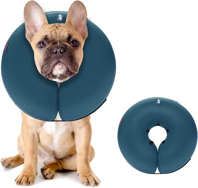 MIDOG Dog Cone - Inflatable Soft Donut Collar Alternative for Dogs After Surgery, Protective Recovery Collar Prevents Licking, Comfortable E-Collar Alternative for Small Medium Large Dogs (Blue, M)