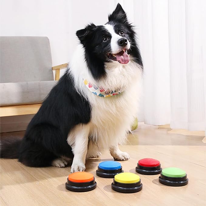 10 Color Voice Recording Buttons for Dogs Dog Training Communication Buttons with 30 Sec Record and Playback, Pet Training Buzzer for Puppy Cats, Funny Gifts for Pet Lovers (10 Pack)