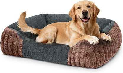 Dog Beds for Extra Large Dogs 39x32 Inch, Comfort-Sided Orthopedic XL Dog Bed Couch with Breathable Shredded Memory Foam, Faux Rabbit Fur Pet Bed, Non-Detachable, Non-Slip, Machine Washable