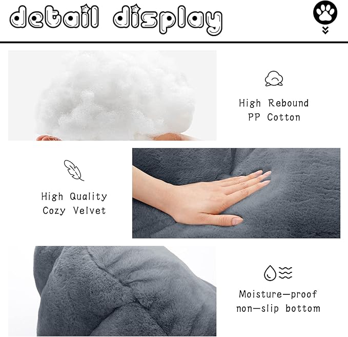 Plush Cat Cave Tent Bed Self Warming Pet Bed Washable Portable Sleeping Bag for Indoors Cats and Puppy (Grey)