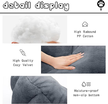 Plush Cat Cave Tent Bed Self Warming Pet Bed Washable Portable Sleeping Bag for Indoors Cats and Puppy (Grey)