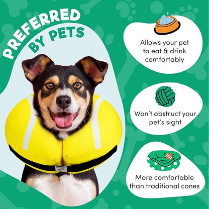 BENCMATE Inflatable Dog Cone Collar Alternative, Soft Dog Cone for Small Medium Large Dogs and Cats, Neck Recovery ECollar Donut Collar After Surgery (Medium, Tennis)