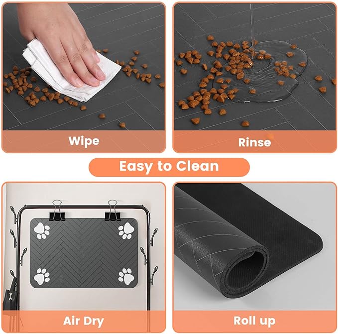 Pet Feeding Mat-Absorbent Pet Placemat for Food and Water Bowl, with Waterproof Rubber Backing, Quick Dry Water Dispenser Mat for Dog and Cat (24"x16", Christmas)