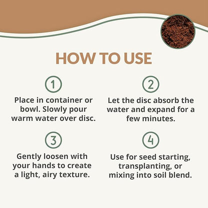 Coco Coir Discs (40mm, 50-Pack) - Organic Coconut Disc for Plants - Seed Starting Discs - Seedling Soil for House Plants, Potting Soil, Indoor Gardens - Organic Coco Coir - Compressed Coconut Pellets