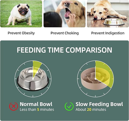 Ceramic 0.9 Cup Dog Bowl Slow Feeder for Small Dog, 6.1inch Pet Slow Feeder, Stop Bloat, Preventing Choking(Single Bowl-Brown Coffee)