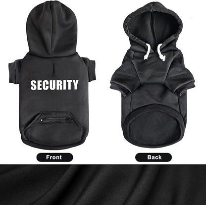 Dog Hoodie for Large Dogs Glow-in-The-Dark Security Dog Sweater Sweatshirt Hooded Soft Brushed Fleece WinterClothes with Dual Pocket Zip Puppy Hoodies Black XXL