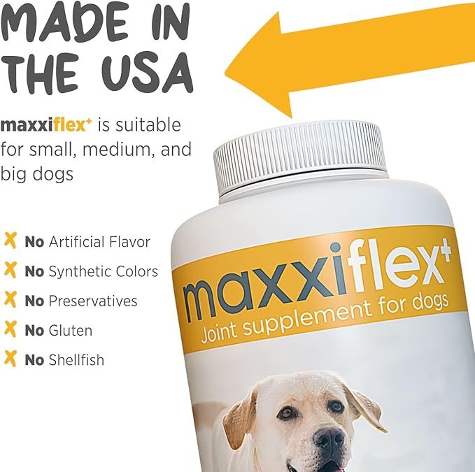 maxxipaws - maxxiflex+ Hip & Joint Supplement for Dogs with Glucosamine, Chondroitin, MSM & Collagen | Mobility, Flexibility & Discomfort Support | Senior, Adult & All Breeds | 60 Tablets