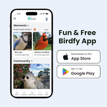 Birdfy Bird Feeder with Camera for Rookie - Solar Powered Outdoor Bird Feeder with Dual Night Vision, AI Recognition, Slow Motion & IP66 Waterproof, Ideal for BirdLovers (AI by Subscription)
