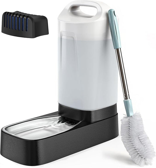 Automatic Dog Water Bowl Dispenser - with Filter 2.4 Gallon Stainless Steel Gravity Pet Water Feeder with Ergonomic Handle Design Anti Splash Drinking Bowl Easy to Clean Multi Pet Use