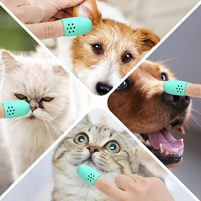 3pcs Dog Finger Toothbrush, Cat Chin Brush with Food-Grade Silicone, Dog Tooth Brushing Kit, Silicone Cleaning Brush for Pet Dental Care