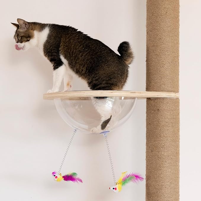 Floor to Ceiling Cat Tree Height (50-120in) Adjustable Cat Tower 5 Tier Hemp Scratching Post High Cat Tree Sturdy Activity Tree Indoor Outdoor Cat Scratching Post Activity Center