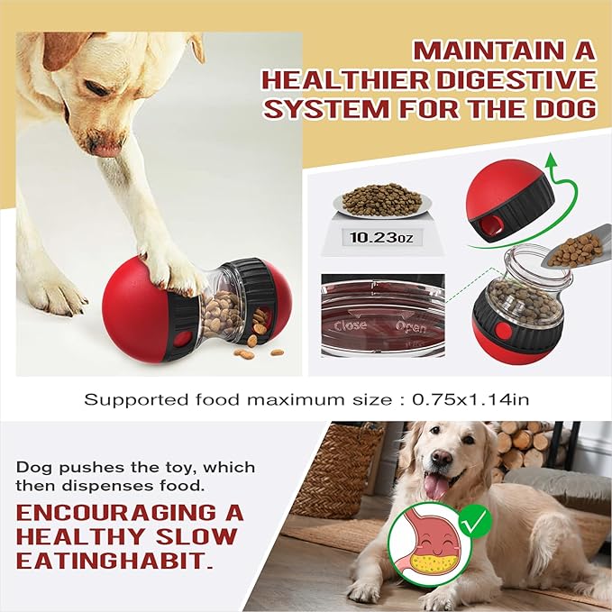 Interactive Dog Puzzle Toy - Mental Stimulation Rolling Treat Dispenser Ball & Slow Feeder Bowl Combo Set | Keeps Your Beloved Dog Focused & Busy | Extra Large Adjustable Treat Dispenser