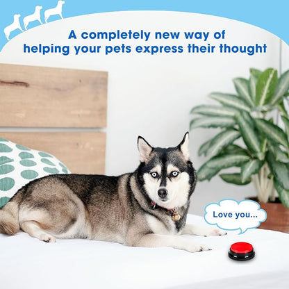 BoArt Voice Recording Button, Dog Buttons for Communication Pet Training Buzzer, 30 Second Record&Playback, Voice Recording Clicker for Cat, Puppy, Pet Trainin, Funny Gift for Study Office Home 4 Pcs