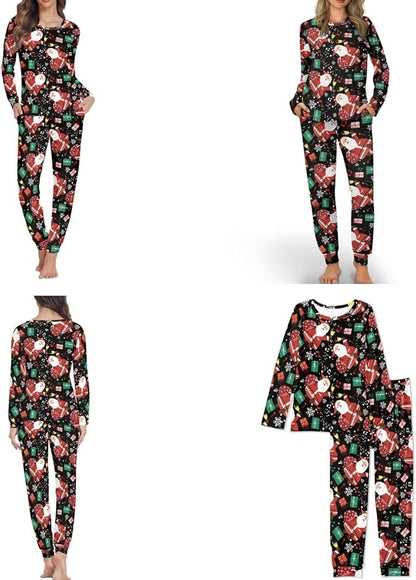 Christmas Family Pajamas Matching Sets with Pockets Dog Costumes for Small Dogs Long Sleeve Sleepwear Plus Size