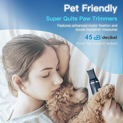 Dog Clippers for Grooming, Cordless Waterproof Dog Hair Trimmer with Type-C Charging, Low Noise for Trimming Cats & Dogs' Specific Areas Around Paws, Eyes & More (Blue)