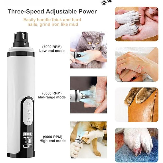 Ayland heusom Silent Groom Pro Nail Grinder, 2025 New Nail Grinder for Dogs and Cats with LED Light & 3 Speeds, 2000mAh USB Rechargeable Dog Nail Trimmer for Thick Nails (1pc+2 Heads)