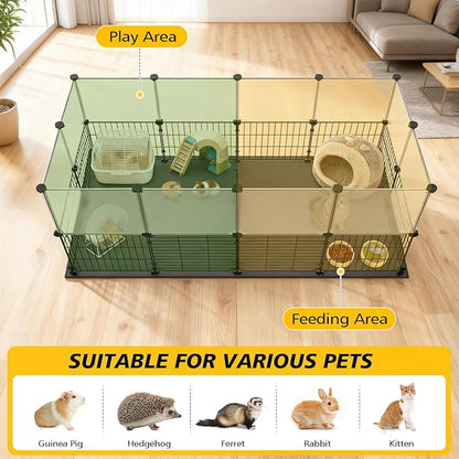 XiaZ Small Animal Playpen 26 Panels, Guinea Pig Cages with Waterproof Mat 47.2" x 23.6" x 23.6",Puppy Play Pen for Chicken,Pet Fence for Rabbit,Bunny,Ferrets,Hamsters,Hedgehogs Indoor