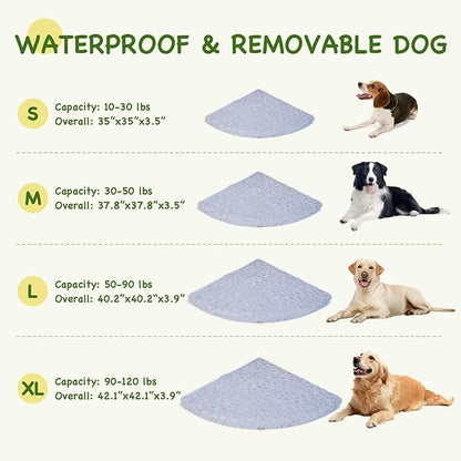XXL Orthopedic Dog Bed - Soft Fluffy Memory Foam Pet Bed with Anti-Slip Bottom, Waterproof & Machine Washable Dog Bed for Extra Large Dogs, Grey (43"x43"x4")
