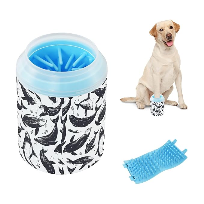 Dog Paw Cleaner Cups for Dogs Pets Foot Washer Paw Scrubber for Medium Small Cats Dogs Cleaning Cup Rubber Stamp Sea Lions