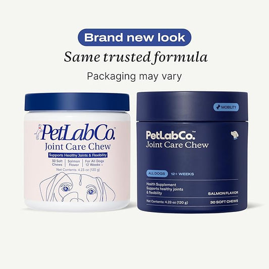 PetLab Co. Joint Care Chews - High Levels of Glucosamine for Dogs, Green Lipped Mussels, and Omega 3 - Dog Hip and Joint Supplement to Actively Support Mobility - Packaging May Vary - Salmon