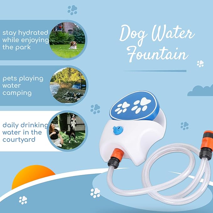 Gugxiom Outdoor Pet Water Fountain, Step On Dog Water Fountain, Dog Water Toy, Water Dispenser System for Fresh Water
