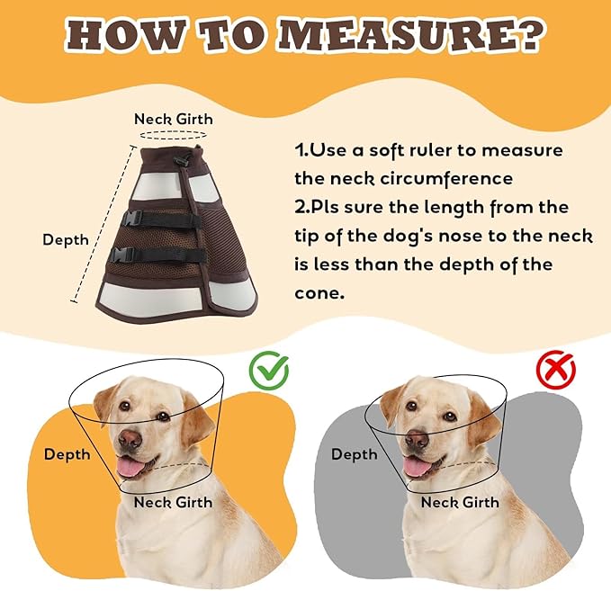 Soft Dog Cone for Dogs After Surgery,Foldable Dog's Cone Collar,Adjustable E Collar Alternative to Stop Licking,Pet Cones for Dog,Doggy Surgery Collar,Dogs Recovery Collars & Cones,Brown,XL