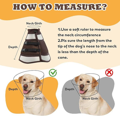 Soft Dog Cone for Dogs After Surgery,Foldable Dog's Cone Collar,Adjustable E Collar Alternative to Stop Licking,Pet Cones for Dog,Doggy Surgery Collar,Dogs Recovery Collars & Cones,Brown,XL