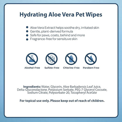 Best Pet Supplies Pet Grooming Wipes for Dogs & Cats,Deodorizer for Coats & Dry, Itchy, or Sensitive Skin, Clean Ears, Paws, Body, & Butt - Hydrating, Aloe Vera, 400 Count.