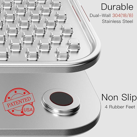 Double Layer Stainless Steel Lick Mat for Dogs & Cats, Chew-Proof & Non-Slip, Anxiety Relief, Whisker Friendly, Dishwasher-Safe Slow Feeder Pad[2Pack]