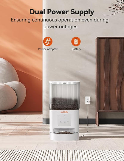 WOPET Automatic Cat Feeder, 5G WiFi Automatic Dog Feeder with APP Control for Remote Feeding, Cat Food Dispenser with Low Food Sensor and Voice Recorder,Up to 10 Meals Per Day for Cats and Dogs