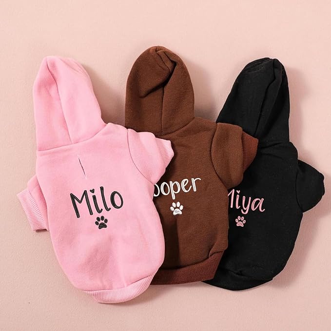 Personalized Name Dog Hoodie, Embroidered Hoodies Pets Name, Customized Pet Clothes Warm Winter Outfit for Dogs, Bright Puppy Sweatshirt,Gift for Dog Lovers, Pet Lovers Gifts