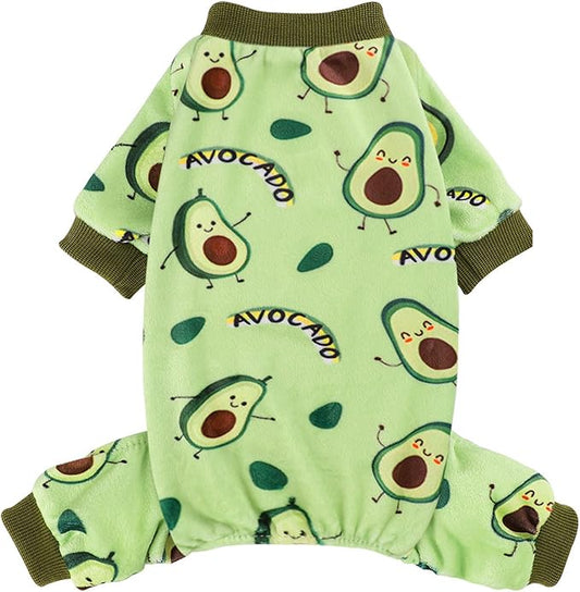 Kosiyi Dog Pajamas Small Sized Dog Girl Boy Puppy Clothes, Stretch Fleece Winter Spring Outfit, Lightweight Velvet Pet Jumpsuit, Pjs, Onesies Doggy Apparel, Avocado, XS